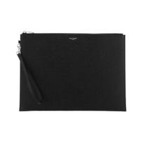 Saint Laurent Ysl Zipper Glossy Calfskin Leather Clutch Bag Men bags Black 683872-BTY0N-1000 Basic Set (Bag+Dust Bag)