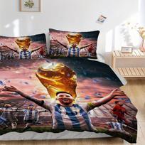 Argentina World Cup Celebration Bedding Set Comforter Cover Gift for Bedroom,Includes 1 Cover and 2 Pillowcases, No InsertB608 135x200cm