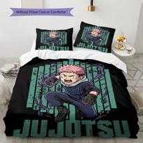 Jujutsu Kaisen Patterned Bedding Pillowcase & Duvet Cover Set for Home Decor Birthday Gift (1 * duvet cover + 2 * pillowcase, without core) 135x200cm