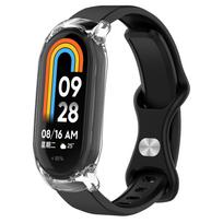 Case+Silicone strap for Xiaomi Mi Band 9 Sport Rubber Bracelet Wristband pulseira correa for Xiaomi Smart Band 9 NFC Accessories for miband 9 juoda