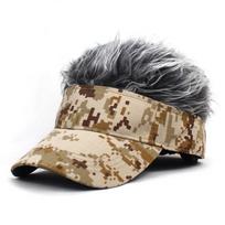 Fashion Wig Baseball Cap For Men Women Hip Hop Funny Tricky Hat Digital Camouflage Adjustable Casual Peaked Cap Streetwear pilka spalva