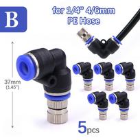 6-type 6mm Low-pressure Misting Nozzles Fine Atomization Sprayer Garden Irrigation Cooling Humidification Quick Insert Slip Lock (as the picture,0.15mm)