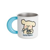 Stainless Steel Mouthwash Cup Anti Mildew Comfortable Grip Children's Rinsing Mug Heat-resistant with Handle Cartoon Water Cup mėlyna