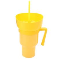 Stadium Tumbler Popcorn Drink Cola Cup 2 In 1 Snackies Cup Portable Splash Snack Bowl Chicken Storage Bowl with Handle Straw Cup oranžinė