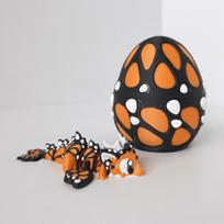 Mini Cute Orange Black Dragon+Egg Set 3D Printed Toy Joint Movable Simulation Animal Dragon+Egg Model Holiday Gift Desktop Decor