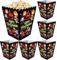 Pudełka Kubełeki Na Popcorn Słodycze Przekąski Halloween Potworki 6Szt.