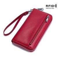 Leather passport bag, clutch bag, women's wallet, RFID anti-theft brush, Korean version, fashionable and simple bordinė