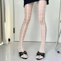 Black White Plaid Pattern Tights Pantyhose Thigh High Stockings Women Sexy Lingerie Y2k Slim Stockings JK Girls Tights Socks One Size balta