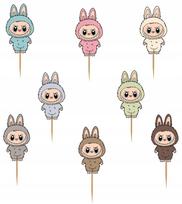 Dekoracja Toppery Pikery Na Tort Muffiny Labubu Monster Urodziny 8Szt.