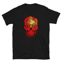 Skull Trippy Hippie Fire Red T-Shirt M