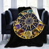 Golden Saint Seiya Blanket Golden Zodiac Flannel Air Conditioner Quilt Portable Travel Home Office Fashion Shawl 75x90cm