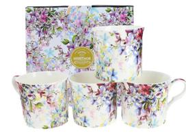 Zestaw 4 Kubków Porcelanowych Komplet Kubki Malvern W Kwiaty 4 Sztuki