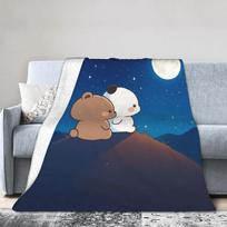 Warm BlanketKids Adult Camping Bubu & Dudu Hiking Throw Blanket  Flannel Bedspread For Couch Chair Sofa Bed Fluffy Sofa Cover 80x120cm