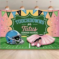 2D Flat Baby Shower Backdrop  Touchdowns or Tutus  Gender Reveal Themed Background Cloth 47.2x31.5inch/120*80cm