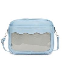 Wash Bag Y2K Transparent Ita Bag PU Large Capacity JK Uniform Shoulder Bag Harajuku Zipper PVC Crossbody Bag Shower mėlyna