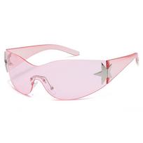 Cycling Y2K Rimless Punk One Piece Sun Glasses Female Five Star Wrap Around Eyeglasses Women Goggle Luxury Shades Sun Glasses