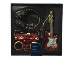 Bombki Choinkowa Instrumenty Bombka Gitara Słuchawki Magnetofon Szklane