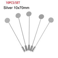 10pcs/set Gold & Silver Diy Craft Dress Pin Cameo Brooches Accessories Cabochon Tray