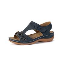 Large retro flat sandals women's Velcro 35 mėlyna