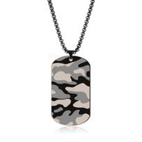 Men Necklace Hip Hop Camouflage Geometric Electroplating Box Chain Dress Up Stainless Steel Male Dog Tag Pendant Necklace Fashion Jewelry for Daily juoda