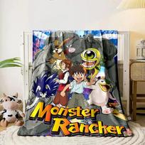 A group of colorful characters, including humans and monsters, with a rocky backdrop. for all seasons blanket lunch break throw gift 80cm x 120cm
