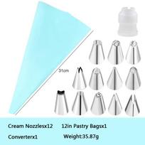14/29 Pcs Cream Nozzles Set Kitchen Bakery Cake Icing Piping Cream Cake Decorating Tools Accessories Reusable Pastry Bags