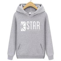 Fashionable and comfortable sports and fitness star hoodie S šviesiai pilka spalva