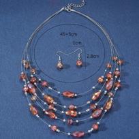Bohemia Necklace Earrings Set for Women Beads Jewelry Sets Multilayer Choker