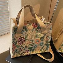 Floral Linen Woven Bag Women's Bag Messenger Shoulder Handbag Large-capacity Bag balta