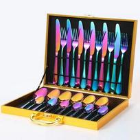 Mikasa, Stainless Steel Western Cutlery 6 Servings,24 Piece Set, Natural Color, Gold, Iridescent, Rose Gold, Black Set & Cutlery