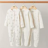 Spring & Autumn Baby Jumpsuit: Foot-Covering, Cotton Romper Pajamas for Newborn Boys & Girls 0-3 months (59 cm) Newborn šviesus baltas gėlių spalvos 3 dalių komplektas su pėdutėmis
