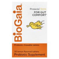 BioGaia, Protectis Kids, patogi enterinė danga, citrina, kramtomieji probiotikai, 30 tablečių