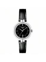 Tissot moteriškas kvarcinis laikrodis su natūralios odos apyranke, atsparus vandeniui iki 50 m T094.210.16.051.00 juoda