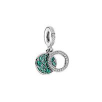 Pandora spinduliuojantis žalias dvigubas pakabukas moterims pakabukai 799186C02 Radiant Green