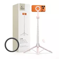 Tech-Protect L10S MagSafe Bluetooth Selfie Stick Tripod Pink/Grey