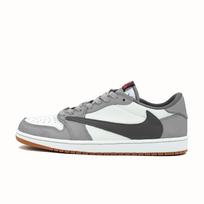 Travis Scott x Jordan Air Jordan 1 Amortizuojantys Neslystantys Žemi Senovinio Stiliaus Krepšinio Batai Unisex Balti Pilki DZ4137-700(Komanda-) 35.5