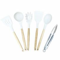 Non-stick Silicone Cookware Set Cooking Set Food Grade Kitchen Cookware Fried Shovel 6 Piece Spatula Utensils Housewife smėlis