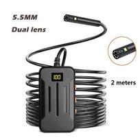 5.5mm Industrial WIFI Endoscope HD1080P 9LED Dual Lens Camera Car Inspection Borescope IP68 Waterproof 2600mAh Rigid Cable