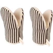 Heat-resistant mini oven mitts, 2-pack - 500°F. High-temperature resistant cotton striped oven mitts, small size, non-slip duckbill design. Pack of 2