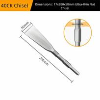 High-quality Hexagonal Shank Slotting Flat Chisel Steel Silver Impact Bit Wear-resistant Flat Head Impact Drill Bit Cement 17-280-50