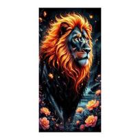 Flame Lion Flower Large Size Diamond Painting New Collection Animals Diy Full Drill Rhinestone Embroidery Mosaic Cross Stitch Kits Square drill 30x60cm