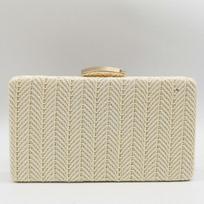 Boutique De FGG Women Straw Black Evening Bags Ladies Party Dinner Box Day Clutches Chain Shoulder Handbags and Purses Small Clutch smėlis