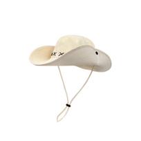 Fashion Breathable Western Cowboy Hat Solid Color Adjustable Wide Brim Sun Hat Climbing Retro Fisherman Sunshade Cap Woman smėlis