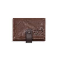 Lovely Portable Cat Printed Wallet PU Leather Multiple Card Short Leather Purse Cute Card Pouch Three Fold Wallet Women kava