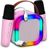 Zestaw Do Karaoke 2X Mikrofon Bezprzewodowy Przenośny Bluetooth Głośnik Rgb