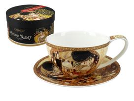 Filiżanka Ze Spodkiem Gustav Klimt Pocałunek Kremowa Porcelana Dar
