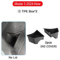For 2024 2025 2026 Tesla Model 3 Rear Trunk Side Storage Box with Cover Tail Boot Organizer Partition Decoration Car Accessories