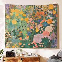 Botanical Garden Tapestry inspired by Gustav Klimt 75x100 juoda