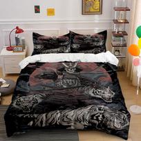 Samurai with white tigers. Bedding sets Duvet cover sets Duvet covers Pillowcases(1 * Duvet Cover 2 * Pillowcases, without duvet insert) 135x200cm