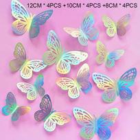 12pcs Happy Birthday Cake Topper Rose Gold Folding Type Butterfly Kids Party Cake Topper Dessert Decoration New Baby Shower Gift